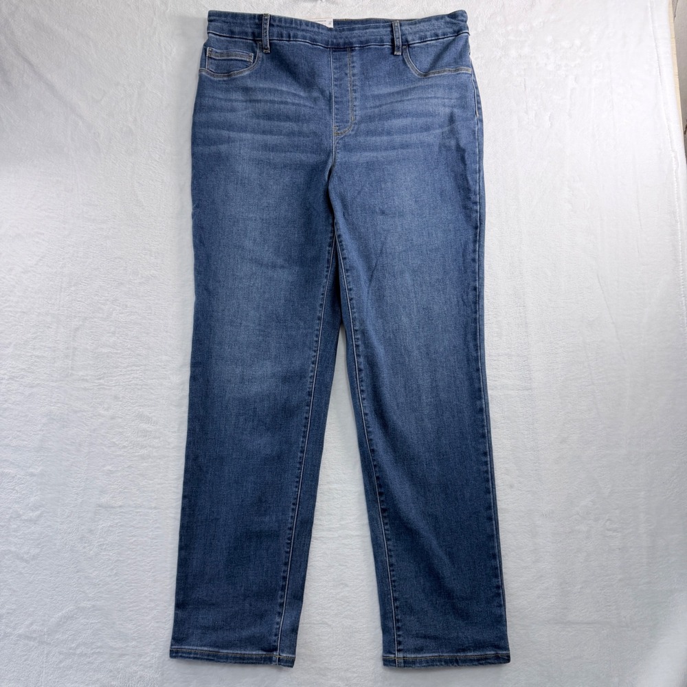 Time and Tru Jeans Pull-On Straight Leg Blue Denim 5-Pocket Size L 12-14